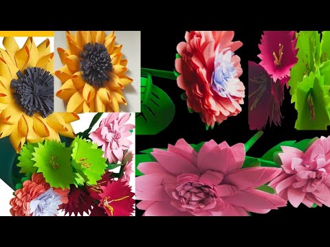 4 Types of Paper Flowers-How to Make Easy &  Beautiful paper craft.