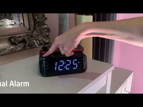 Groov-e Atlas, Alarm Clock Radio with USB & Wireless Charging