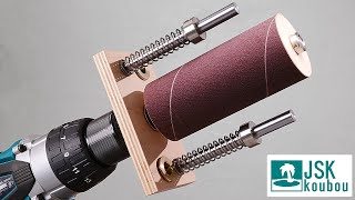木工ドリルにこんな使い方が！！！足踏み式スピンドルサンダーの構造～4-in-1 DIY Oscillating Spindle Sander～