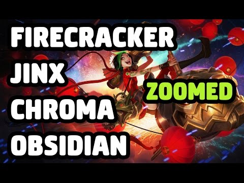 FIRECRACKER JINX CHROMA OBSIDIAN SKIN ZOOMED SPOTLIGHT - LEAGUE OF LEGENDS