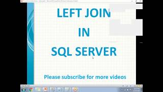 SQL Left Join | Left outer join in SQL