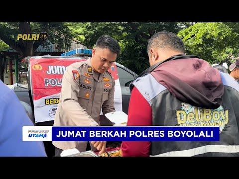 POLRES BOYOLALI MENGGELAR JUMAT BERKAH DENGAN MEMBAGIKAN 1200 PORSI MAKANAN GRATIS