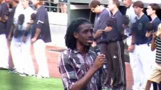 Bruce performing the National Anthem for the (Charlotte Knights)