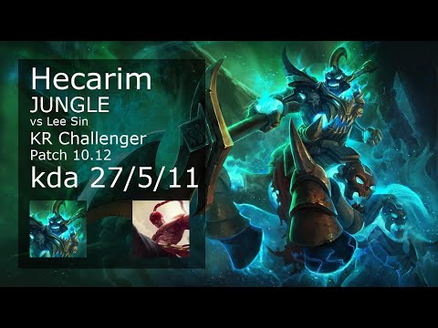 Hecarim vs Lee Sin Jungle - KR Challenger 27/5/11 Patch 10.12 Gameplay // [롤] 헤카림 vs 리 신 정글