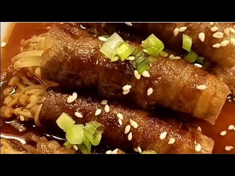 Enoki Beef Rolls with Teriyaki Sauce #enokibeefrolls