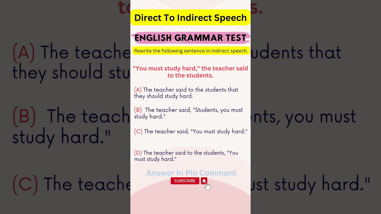 How to Change Direct Speech to Indirect Speech in English | Learn with Quiz Questions and Answers