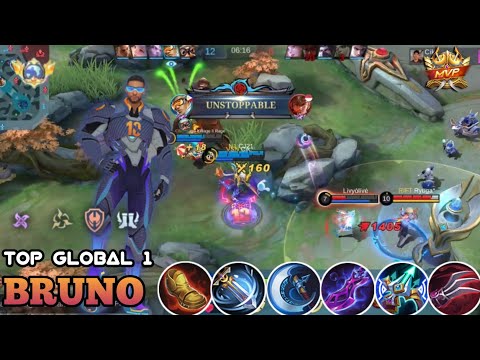 CLOSED WITH MANIAC!!! BEST BUILD BRUNO 2023 - MOBILE LEGENDS - | TOP GLOBAL 1 BRUNO |