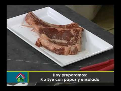Hoy preparamos Rib Eye con papas y ensalada