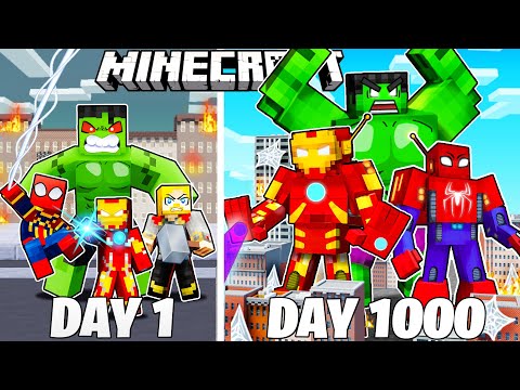 MaxCraft - I Survived 1000 Days as SUPERHEROES in HARDCORE Minecraft!
