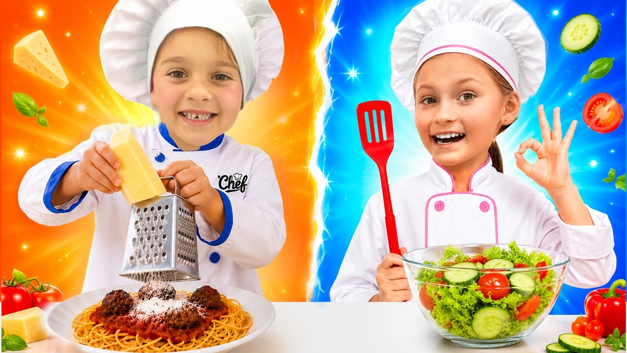 Alice and Friends playing in cafe - Funny story with cooking toys