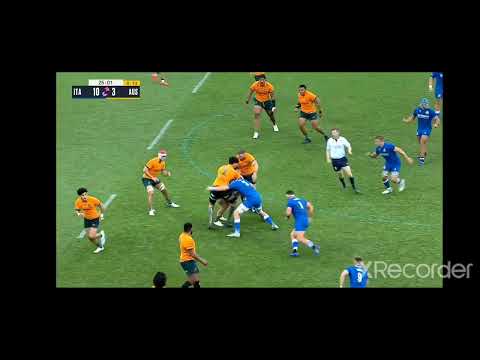 TRY Ange Capuozzo ITALY-AUSTRALIA final score 28-27 (mfirst overall victory, against kangaroos)