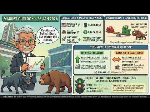 Pre-Market Report 23 Jan: Global Rally vs. Bank Earnings Risk | Nifty & Bank Nifty Levels
