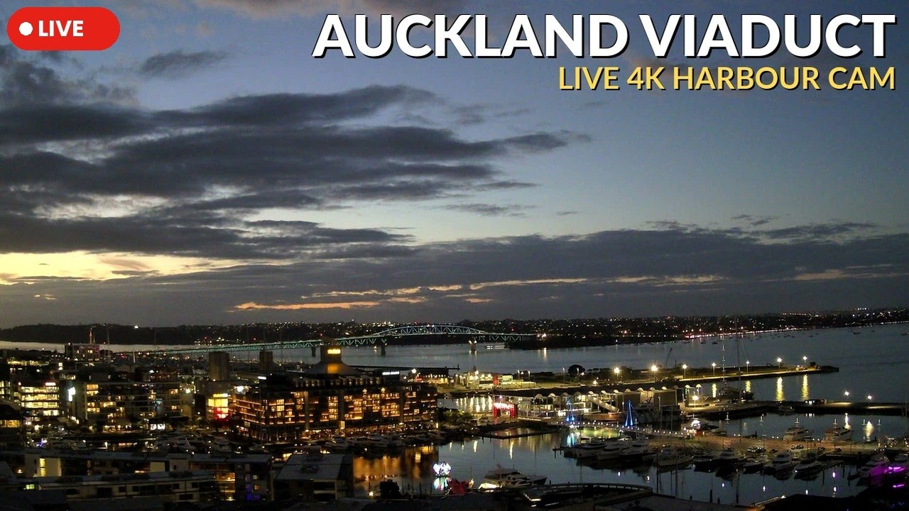 Live webcam view of Viaduct Harbour y el Puente del Puerto