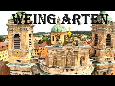 Weingarten mit Luftaufnahmen der berühmten Basilika