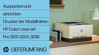 Auspacken und Einrichten | Drucker der Modellreihen HP Color LJ Pro 3201-3204, 3288 | HP Support