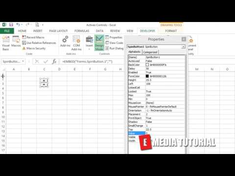 Microsoft Excel Visual Basic for Aplications  VBA  Tutorial 40    SpinButton with Cell A1  ✓ E Media