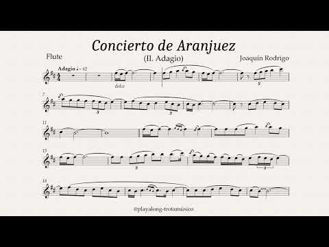 Flute Playalong - Concierto de Aranjuez (Adagio) Sheet music with Guitar & Strings accompaniment