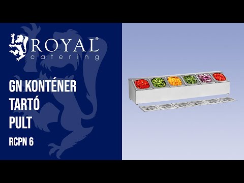 Videó - GN konténer tartó pult - 6 db 1/6-os edénnyel és fedéllel
