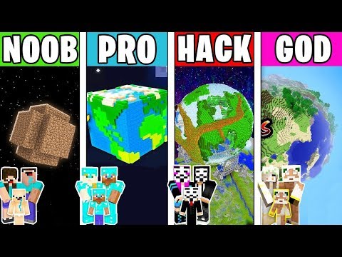 Minecraft NOOB vs PRO vs HACKER vs GOD: FAMILY PLANET BASE Challenge in Minecraft!