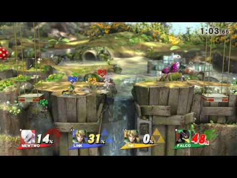 Super Smash Bros Wii U Online Battle Mewtwo vs. Link vs. Link vs. Falco