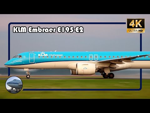 [4K] KLM Cityhopper Embraer E195-E2 takeoff at Amsterdam Schiphol Airport | 4K Planespotting