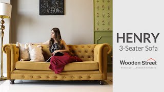 Latest Three Seater Sofa Design | Henry 3 Seater Sofa (Velvet, Chestnut Brown)