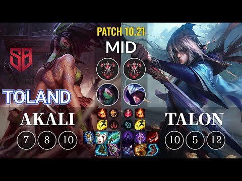 SB TolanD Akali vs Talon Mid - KR Patch 10.21