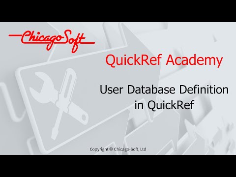 QuickRef Academy - User Database Defintion for QuickRef®