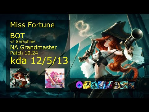 Miss Fortune ADC vs Seraphine - NA Grandmaster 12/5/13 Patch 10.24 Gameplay