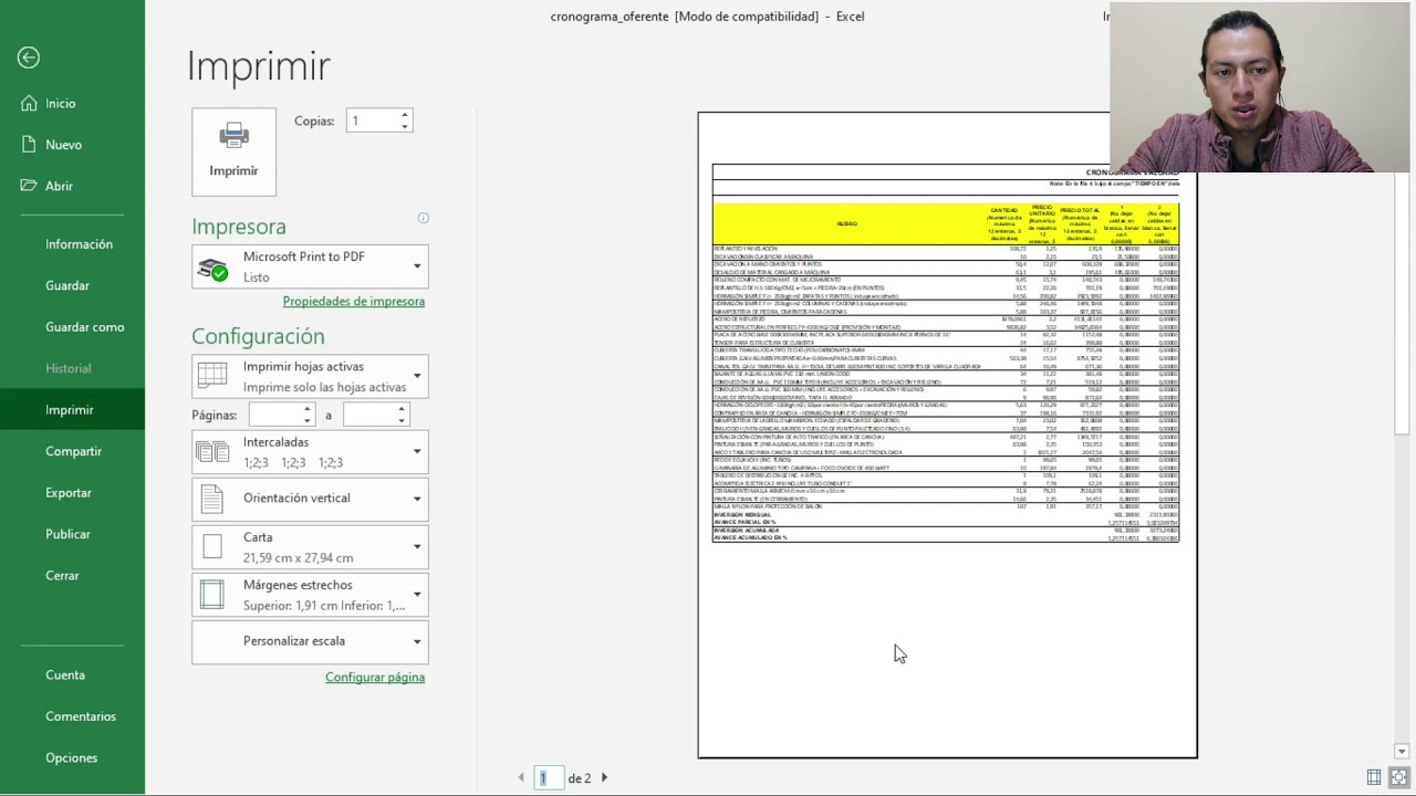 Imprimir en Excel EL TAMAÑO QUE DESEES Y EN 1 SOLA HOJA en menos de 1 min - EXCEL BASICO 2020