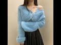 Faux mink sweater camisole cardigan set