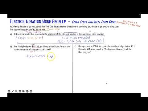 Function Notation Word Problem 1