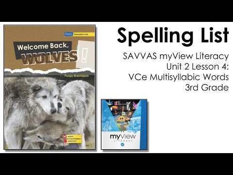 SAVVAS MyView Literacy Spelling Unit 2 Lesson 4  - 3rd Grade
