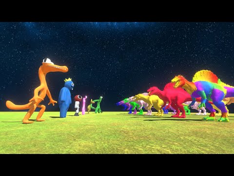 Rainbow Friends Vs Rainbow Carnivore Dinosaurs - Animal Revolt Battle Simulator