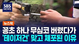 꽁초 하나 무심코 버렸다가..'테이저건' 맞고 체포된 이유 / SBS / 뉴스딱