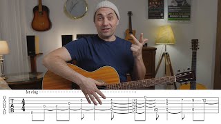 #3 DADGAD fingerstyle guitar tutorial TABS on screen