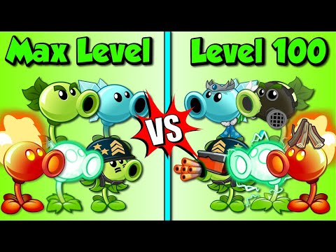 All Peashooter Max Level Vs Level 100 - Plants Vs Zombies 2
