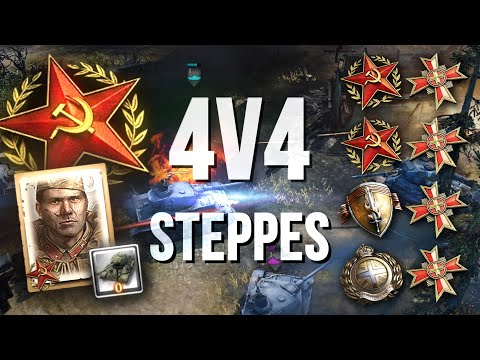 TANK CARNAGE COMEBACK [4v4] [SOV] [Steppes] — Full Match of CoH2
