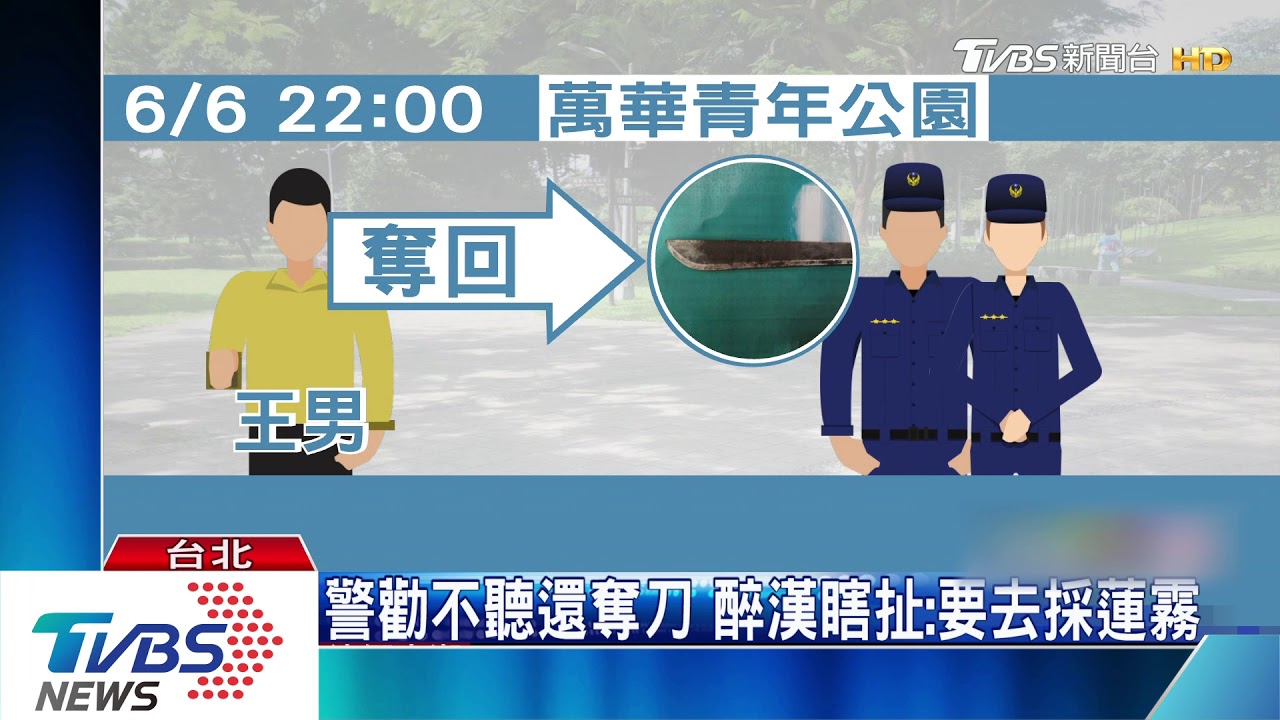 醉漢公園揮長刀　與警「握刀僵持」遭壓制