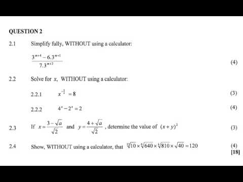 Grade 11 Mathematics l Exponents & Suds Exam Questions Step By Step