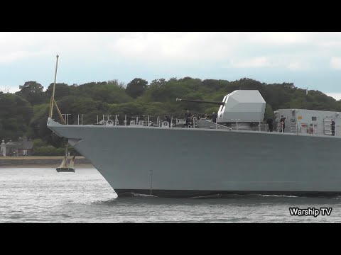 HMS PORTLAND F79 LEAVES DEVONPORT NAVAL BASE AND PASSES ROYAL WILLIAM YARD 12-6-23