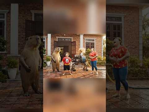Capybara và Tí béo chế máy tưới cây cho mẹ #capybara #phimhoạthình #funny