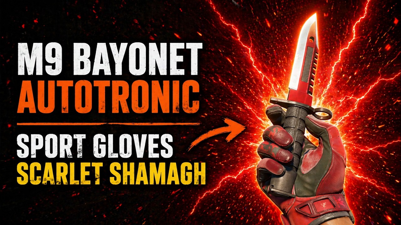 ★ M9 Bayonet | Autotronic + ★ Sport Gloves | Scarlet Shamagh