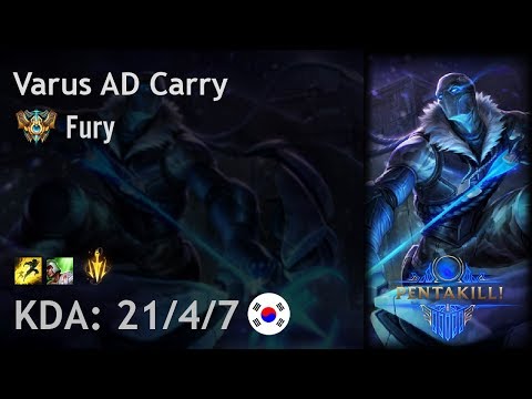 Varus AD Carry vs Ashe - Fury - KR Challenger Patch 7.22