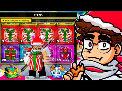 Quantas FRUTAS MÍTICAS Eu Consigo ABRINDO 100 PRESENTES De Natal No Blox Fruits