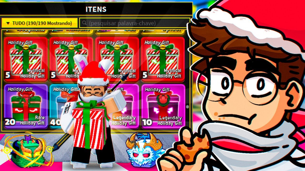 Quantas FRUTAS MÍTICAS Eu Consigo ABRINDO 100 PRESENTES De Natal No Blox Fruits