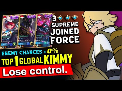 3 Top Supreme Joined Force Kaja, Grock with Top 1 Global Kimmy by Lost Control. | Mobile Legends