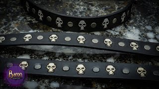 How to Make a Leather Bracelet with skulls and Rivets.