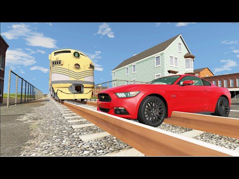 Cars vs Train Tracks - BeamNG.Drive