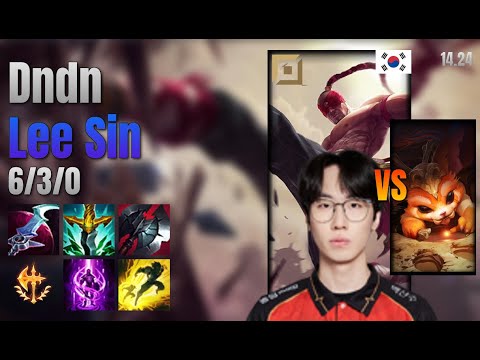 Dndn Top Lee Sin vs Gnar lol KR solo rank Full Game 14.24 | 든든 리 신 vs 나르